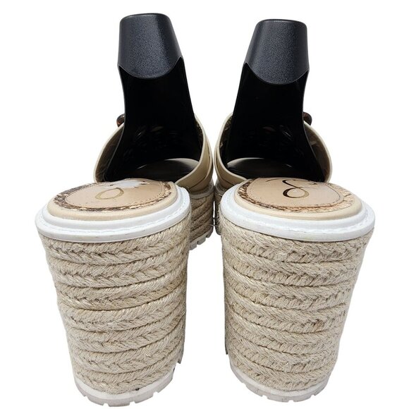 Sam Edelman Womens Platform Wedge Sandals Beige & Black Espadrille Style 9.5 - Picture 2 of 12